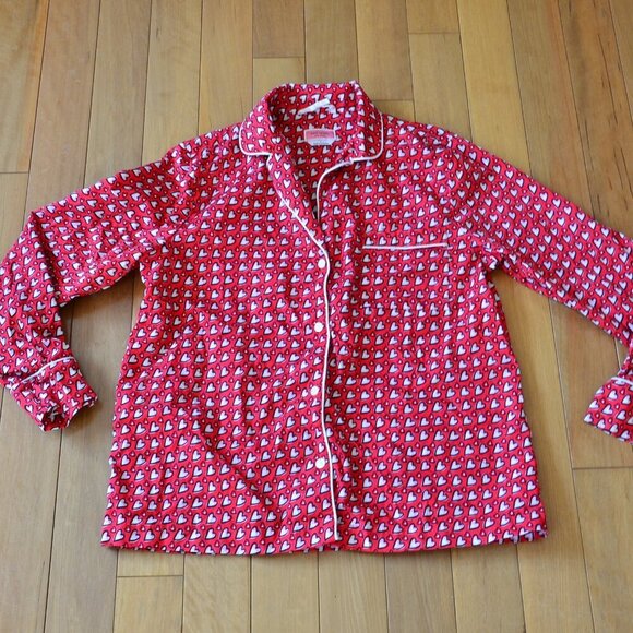 Kate Spade Red Heart PJ Top Size S 100% cotton Valentine's Day - Picture 1 of 8